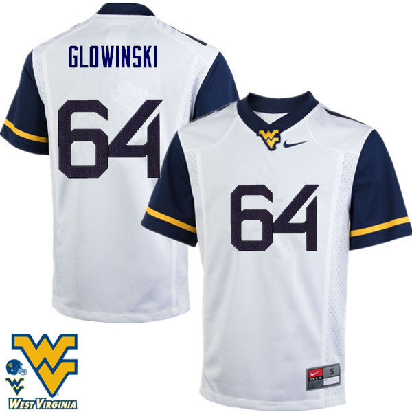 NCAA Men's Mark Glowinski West Virginia Mountaineers White #64 Nike Stitched Football College Authentic Jersey HI23Z35QP